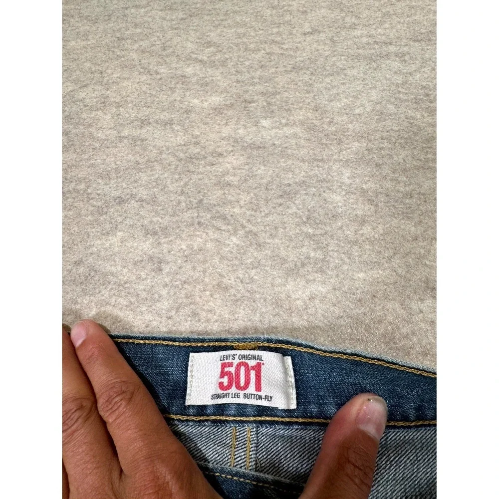 Vintage Levis 501 Original Straight Jeans Men 36x32 Blue Denim Cotton Button Fly